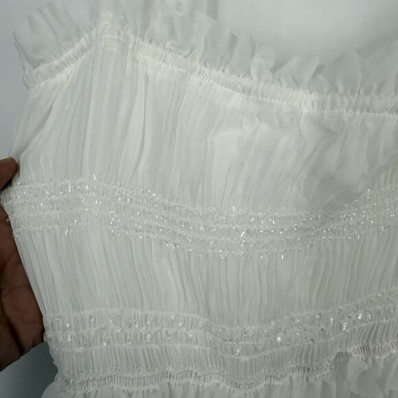 Commense Spaghetti Strap Tiered Maxi Dress size XL White Sparkle Bodycon NEW - Picture 7 of 16